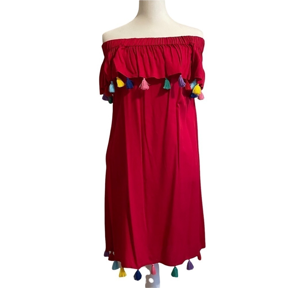 Escapada Living Red Monica Tassel Dress Size XS